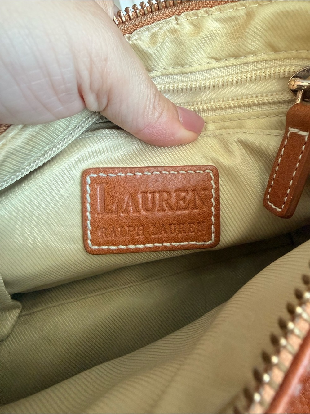 Ralph Lauren Warm Cognac Leather Shoulder Bag - Picture 2 of 6
